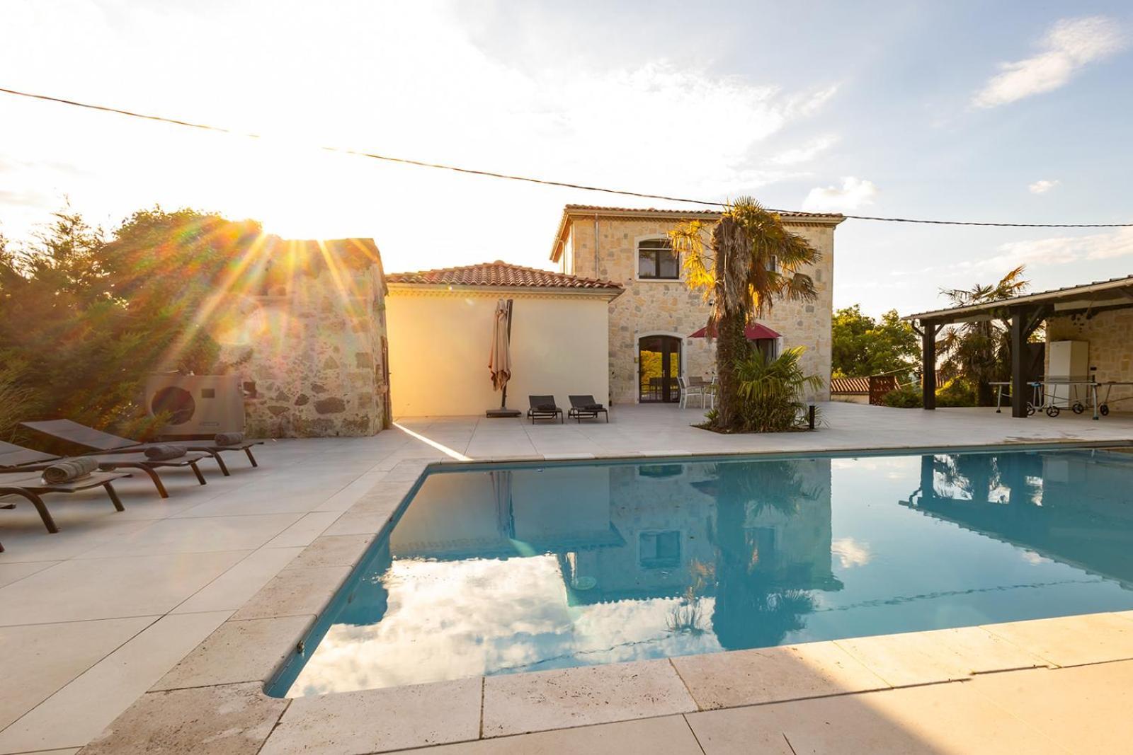 Villa Au Petit Bonheur Avec Clim - Hameau Au Calme - Piscine Chauffee - Petanque Moncrabeau Esterno foto